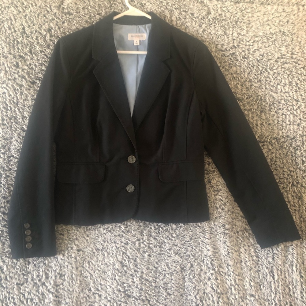 Isaac Mizrahi Target Black 2 Button Blazer w/ Light Bleu Lining Size 10